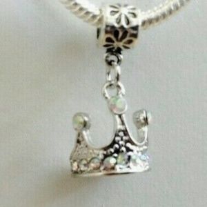 “Princess Crown” Dangling Charm Bead For European Style Charm Bracelets